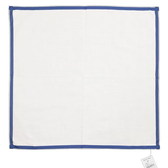 NEW Ralph Lauren Purple Label Linen Pocket Square!  White With Blue Border - Picture 1 of 2
